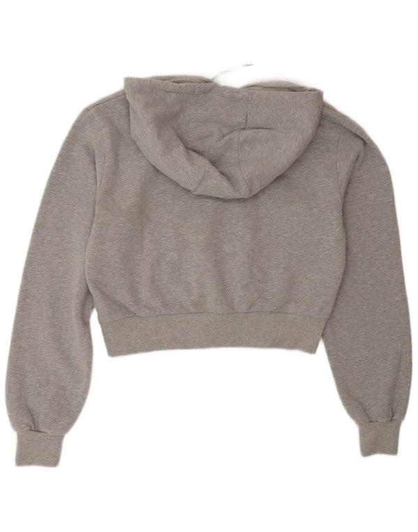 Ellesse Womens Crop Graphic Oversized Hoodie Jumper UK 12 Medium Grey