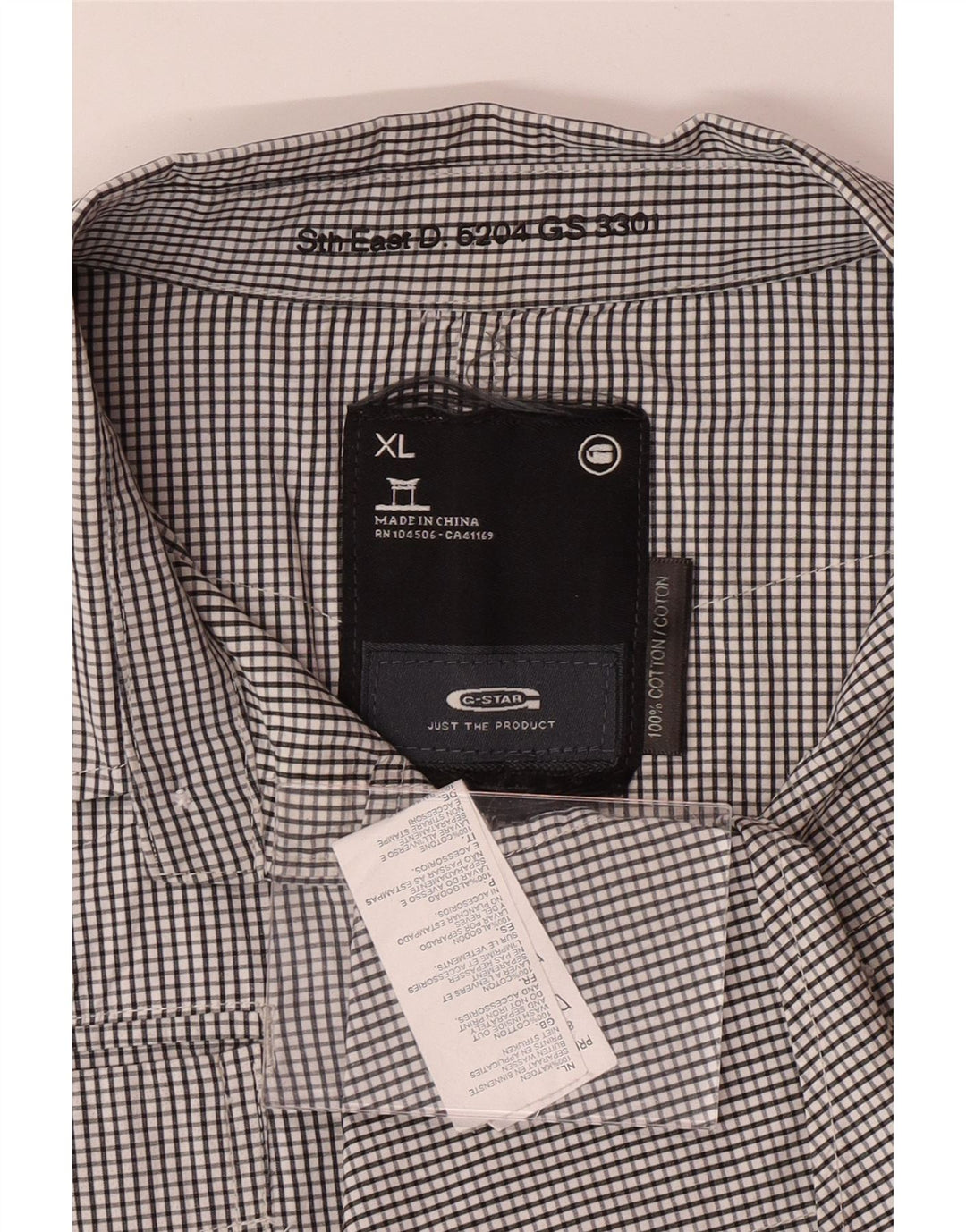 Camisa G-STAR Hombre XL Algodón a cuadros negro