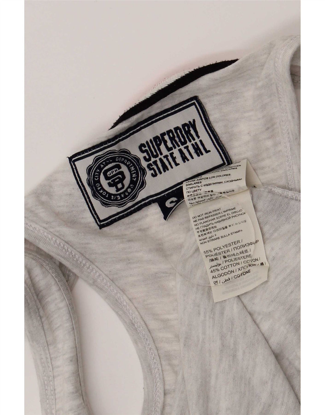 Superdry Hombre Gráfico Chaleco Top Pequeño Poliéster Gris Moteado