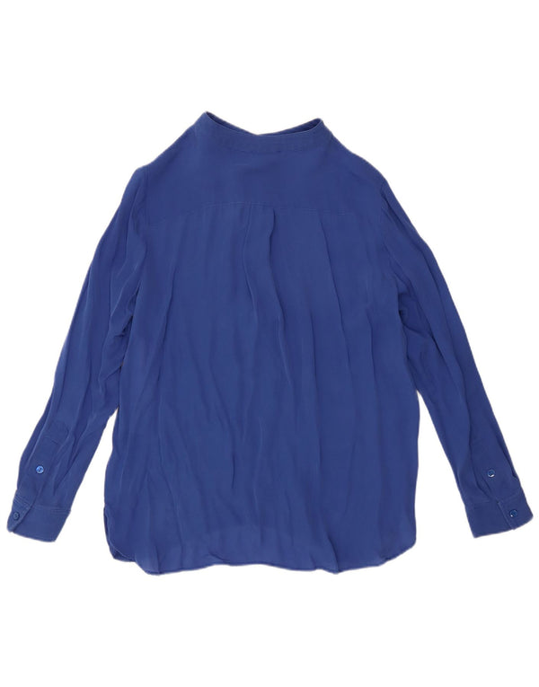 Luisa Spagnoli Blusa de manga larga para mujer UK 44 Seda azul medio
