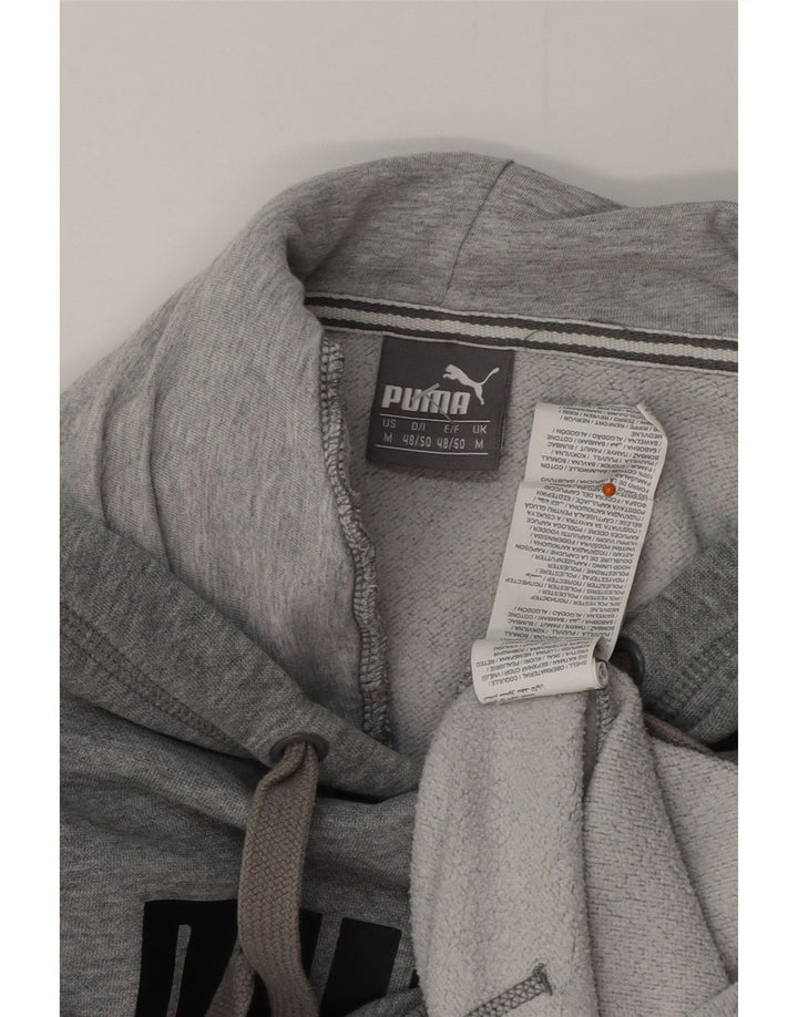 PUMA Jersey con capucha gráfica para hombre de algodón gris medio