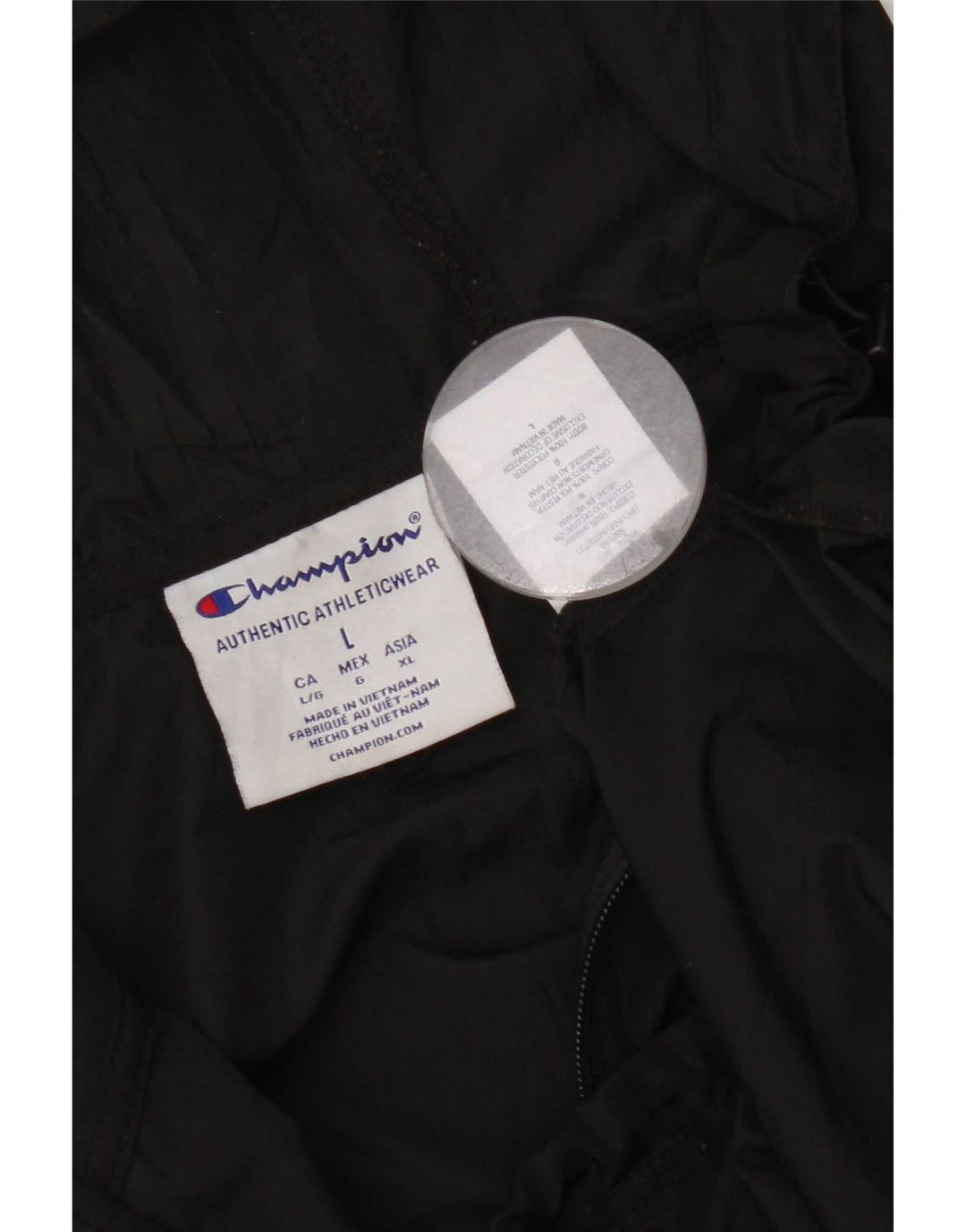 Champion Chaqueta impermeable tipo pulóver gráfico para hombre Reino Unido 40 Grande Poliéster negro