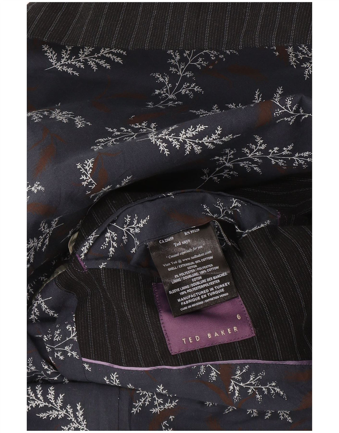 Ted Baker Chaqueta tipo blazer de 2 botones para hombre, talla 6, 2XL, algodón a rayas azul marino