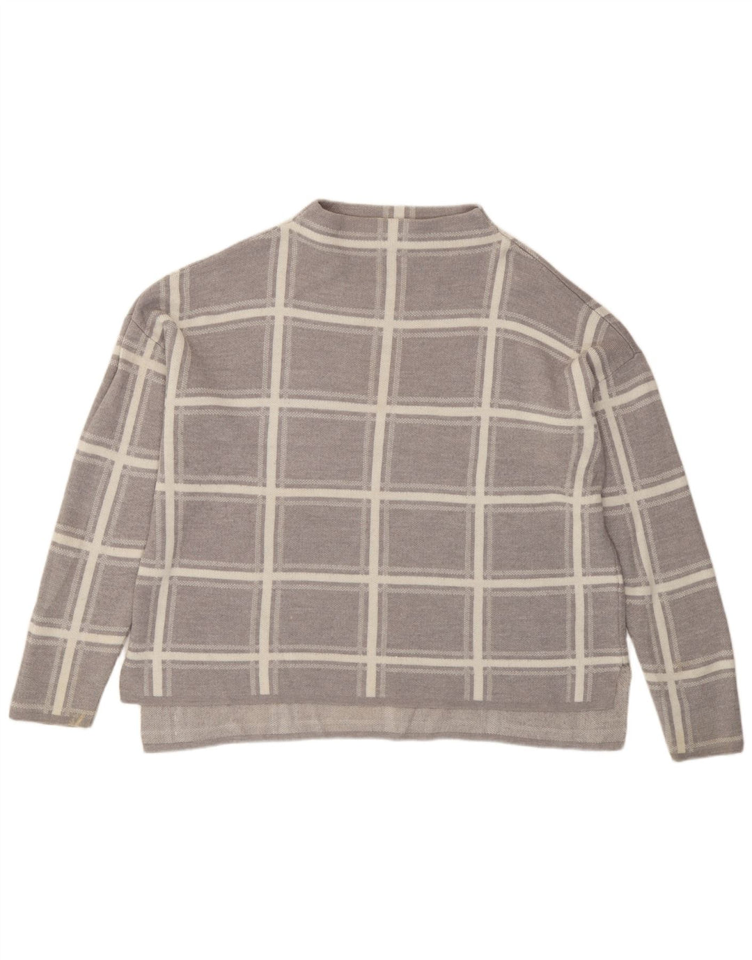 Marks & Spencer Suéter tipo jersey con cuello redondo para mujer UK 46 Large Grey Check