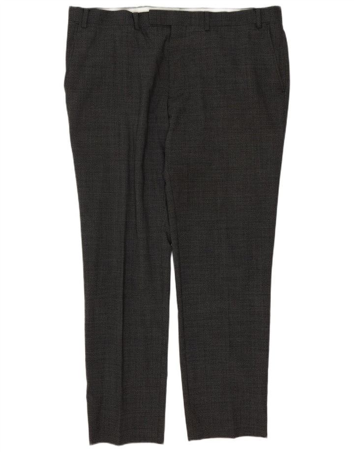 Marks & Spencer Pantalón de traje cónico para hombre W40 L31 Clásico de lana gris