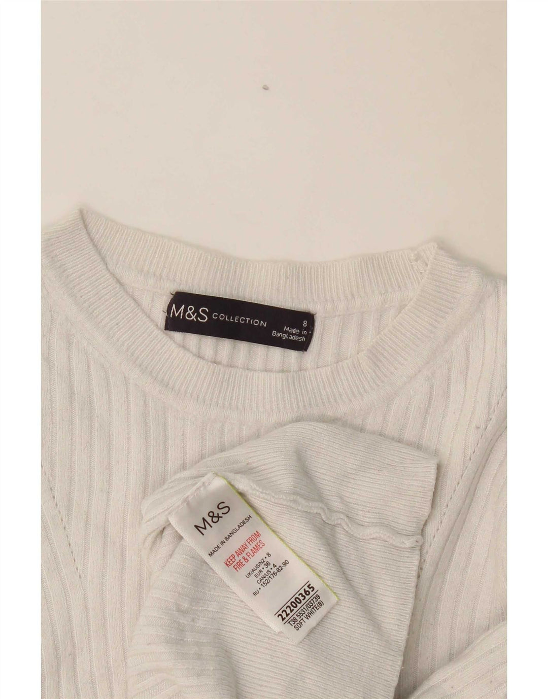 Marks & Spencer Suéter con Cuello Barco para Mujer UK 8 Small Blanco