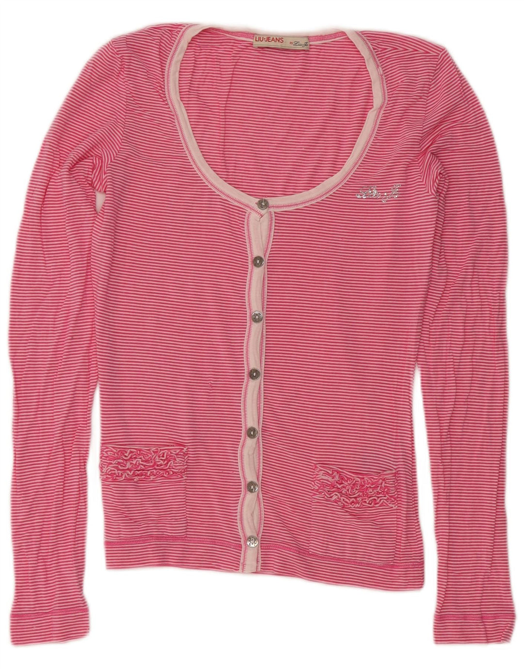 Liu Jo Blusa para Mujer Top UK 8 Small Rosa Rayas Modal