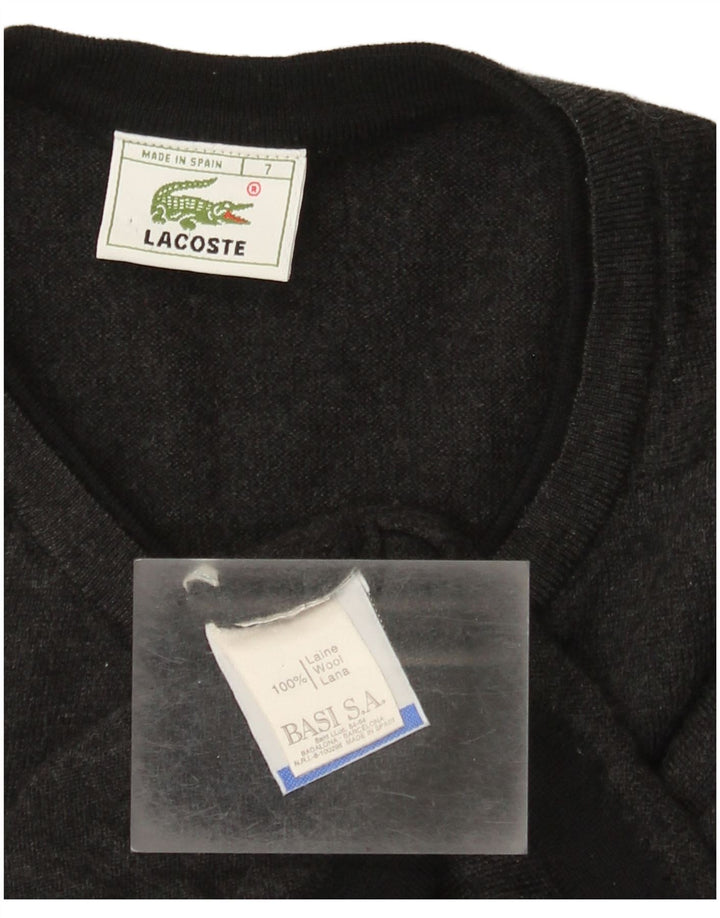 Lacoste Jersey con cuello en V para hombre talla 7 2XL lana gris