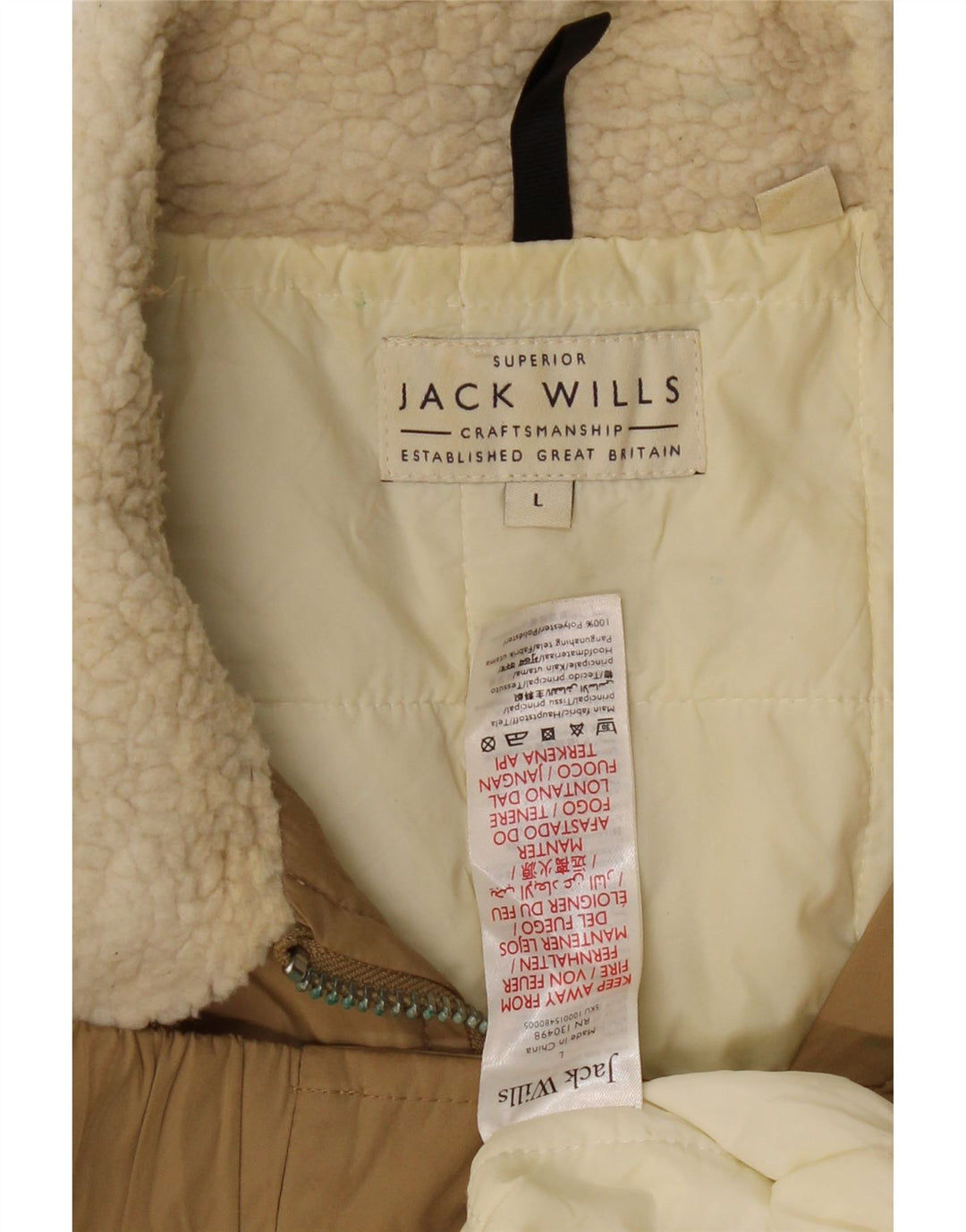 Jack Wills Chaqueta bomber para hombre UK 40 Large Beige Poliéster