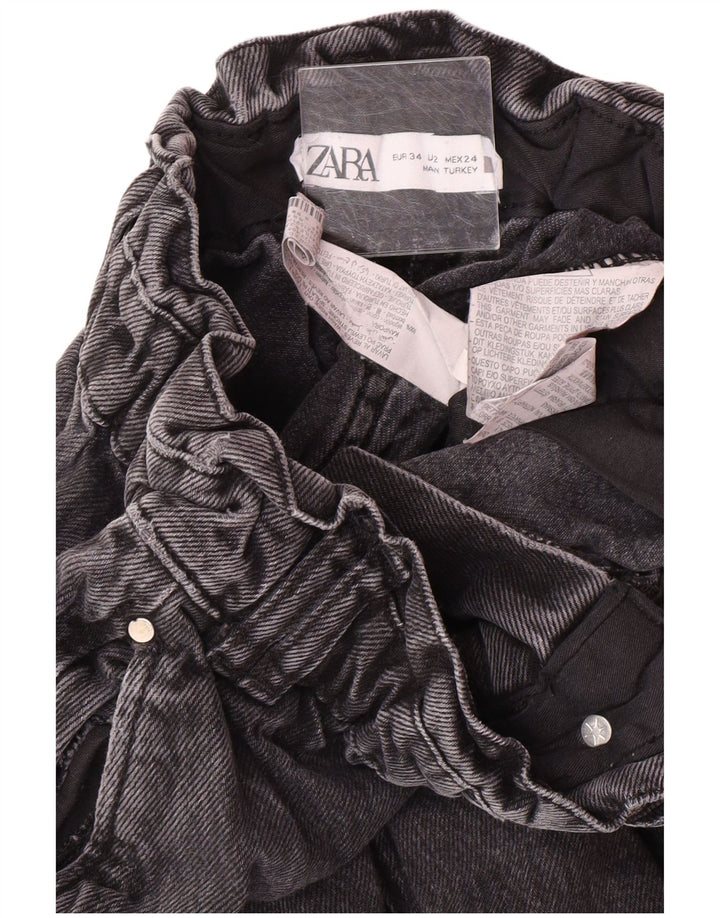 Zara Jeans Cónicos De Cintura Alta Para Mujer EU 34 2XS W24 L25 Gris Algodón Moderno