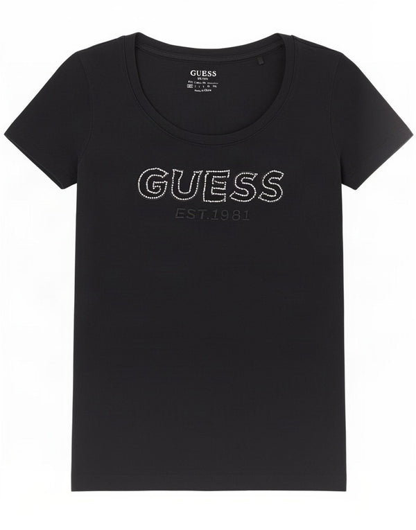 Guess Camiseta gráfica para mujer Top UK 6 XS Algodón negro