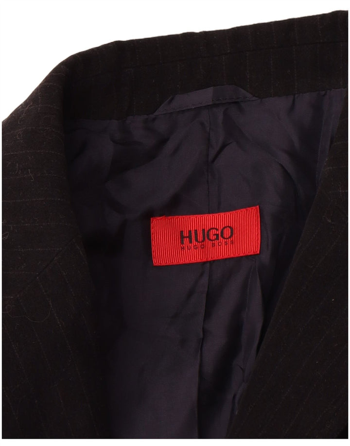 HUGO BOSS Chaqueta tipo blazer de 2 botones para hombre EU 50 Large Algodón negro a rayas