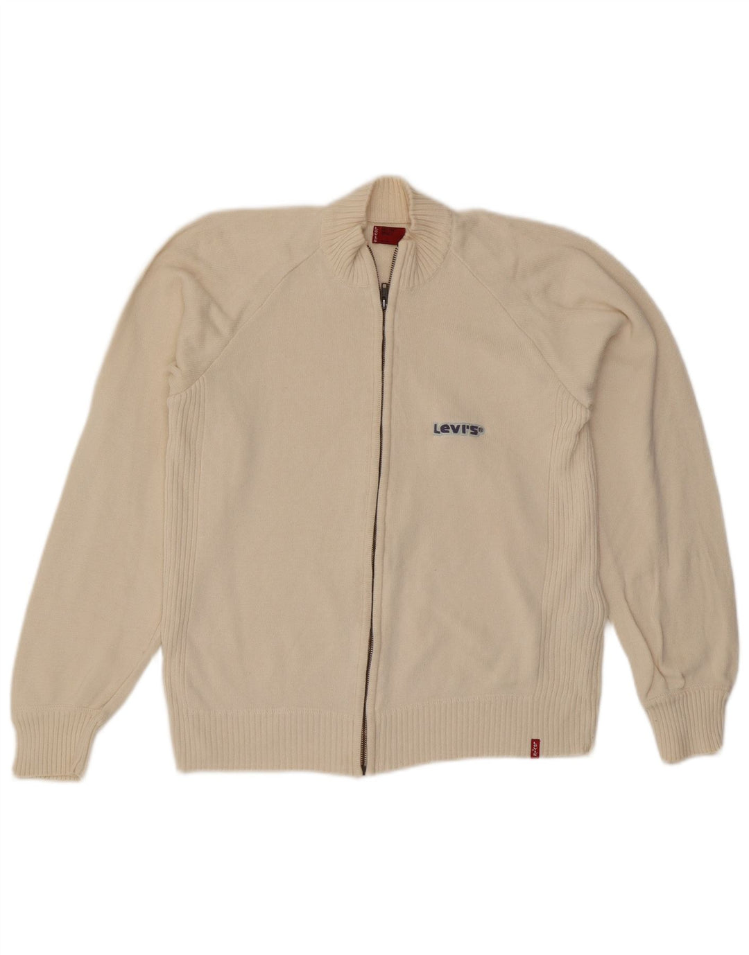LEVI'S Suéter tipo cárdigan extragrande para mujer Reino Unido 10 Pequeño algodón blanco roto