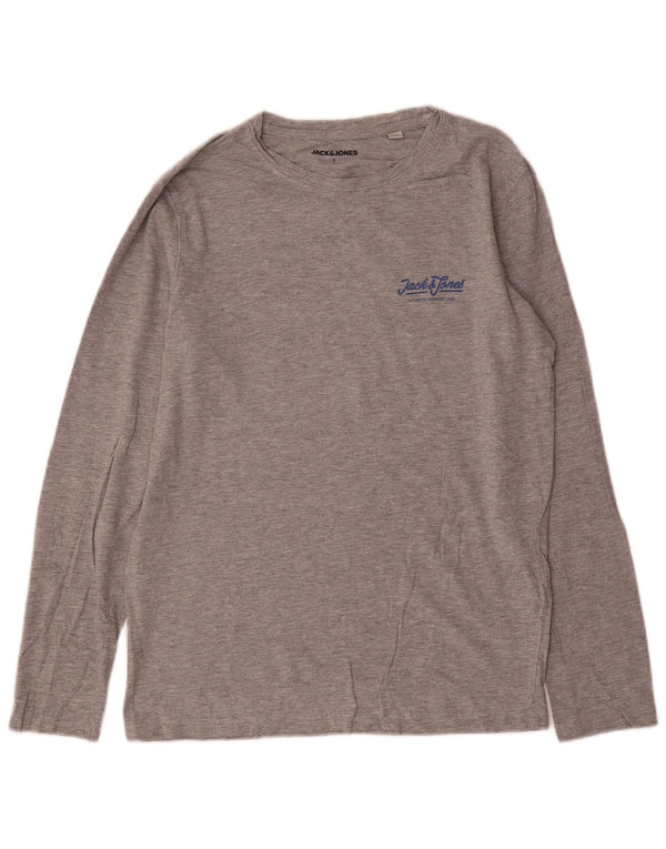 Jack & Jones Hombre Top Manga Larga Pequeño Algodón Moteado Gris