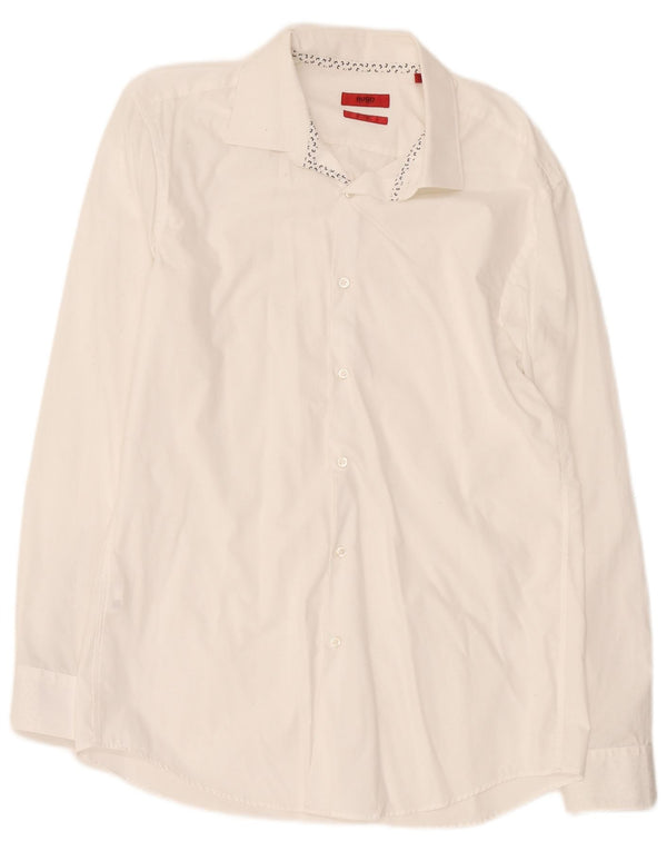 Hugo Boss Camisa Slim Fit para hombre Talla 42 16 1/2 Grande Algodón blanco