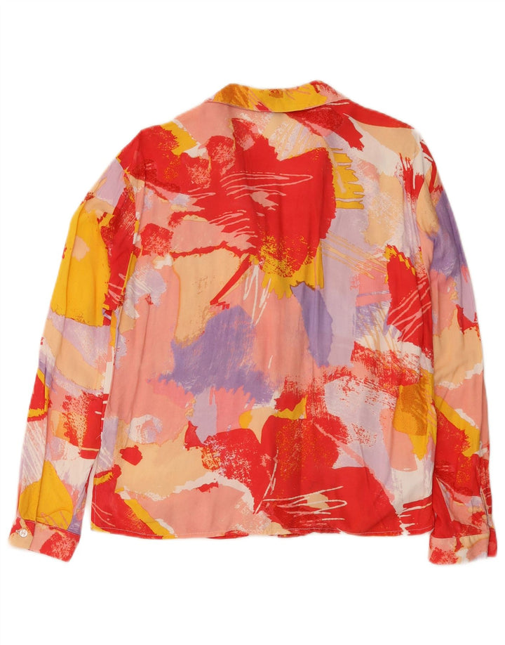 Vintage mujer patrón abstracto camisa blusa Reino Unido 10 pequeño multicolor