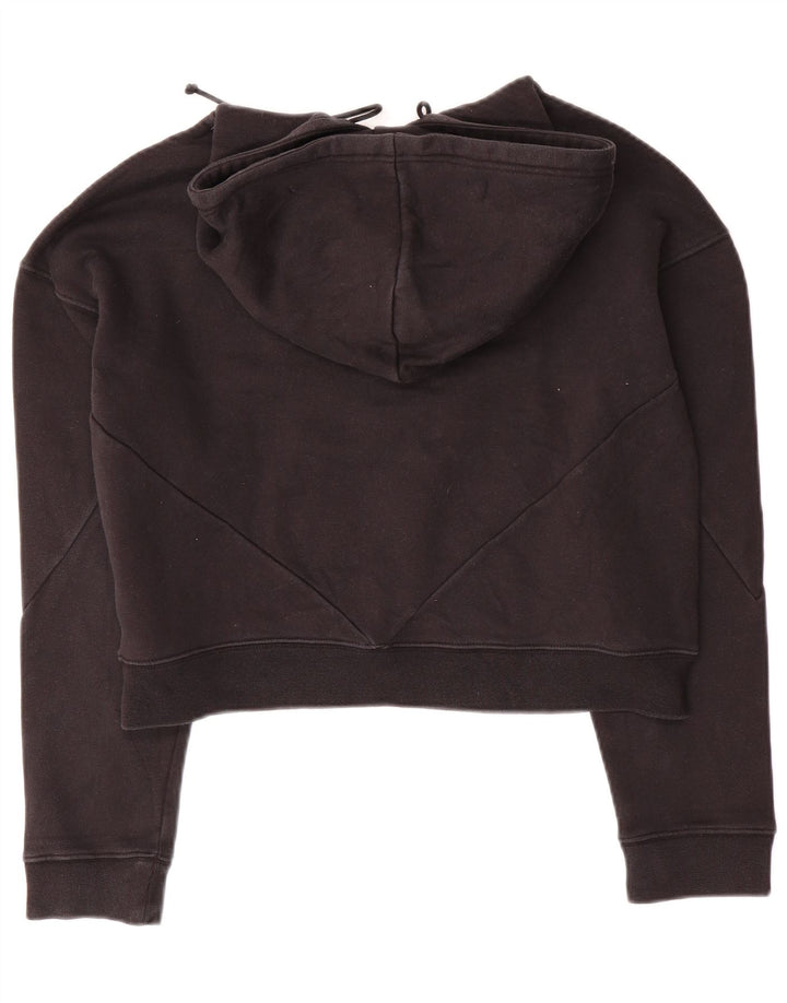 ADIDAS Sudadera con capucha gráfica de gran tamaño para mujer Reino Unido 10 Pequeño Algodón negro