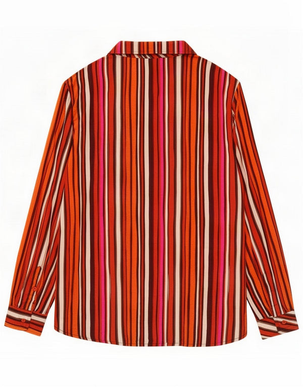 Vintage Womens Shirt Blouse UK 16 Large Multicoloured Striped Viscose