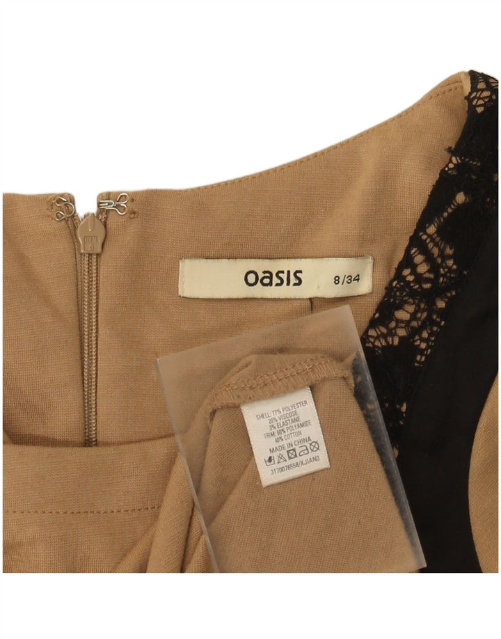 Oasis Vestido tubo para mujer UK 8 Small Marrón Colorblock Poliéster