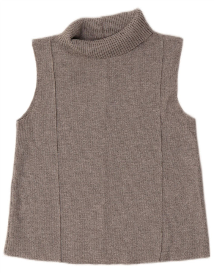 Zara Mujer Roll Neck Vest Tank Top UK 10 Small Gris Poliéster