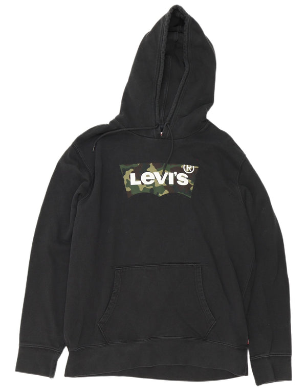 Levi's Sudadera con capucha gráfica para hombre XL Algodón negro