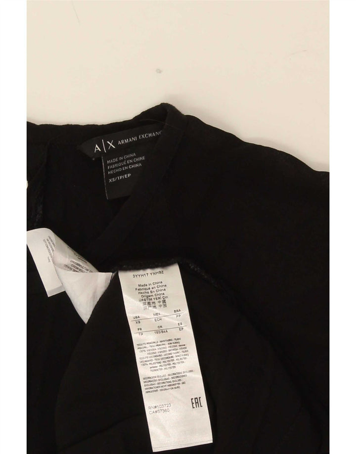 Armani Exchange Blusa para mujer Top UK 6 XS Viscosa negra