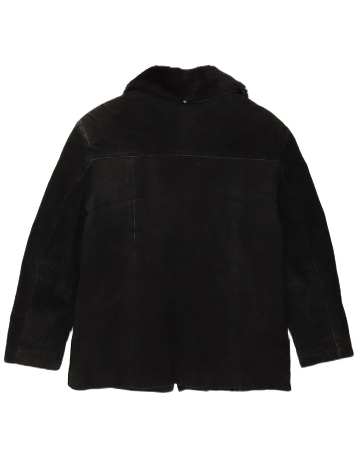 ASCOT Womens Suede Jacket UK 14 Large Black Leather