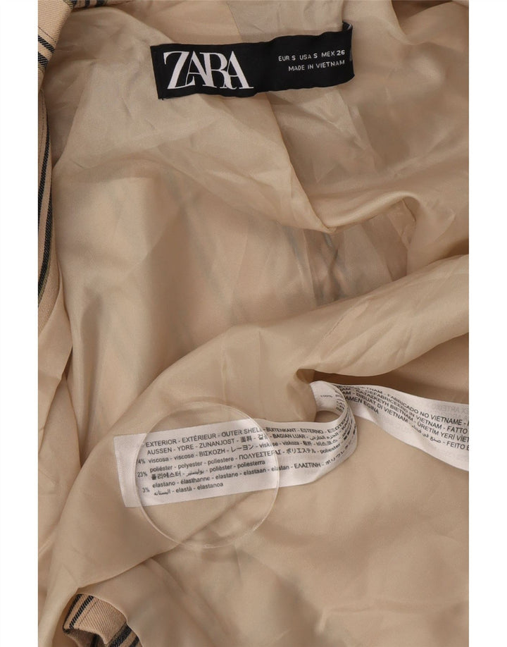 Zara Chaqueta tipo blazer con doble botonadura para hombre UK 36 Small Viscosa a rayas beige