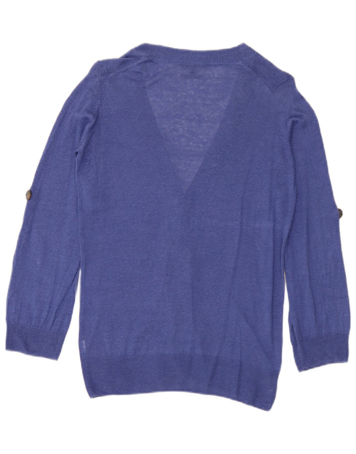 Massimo Dutti Cárdigan Mujer UK 12 Medium Azul Lino