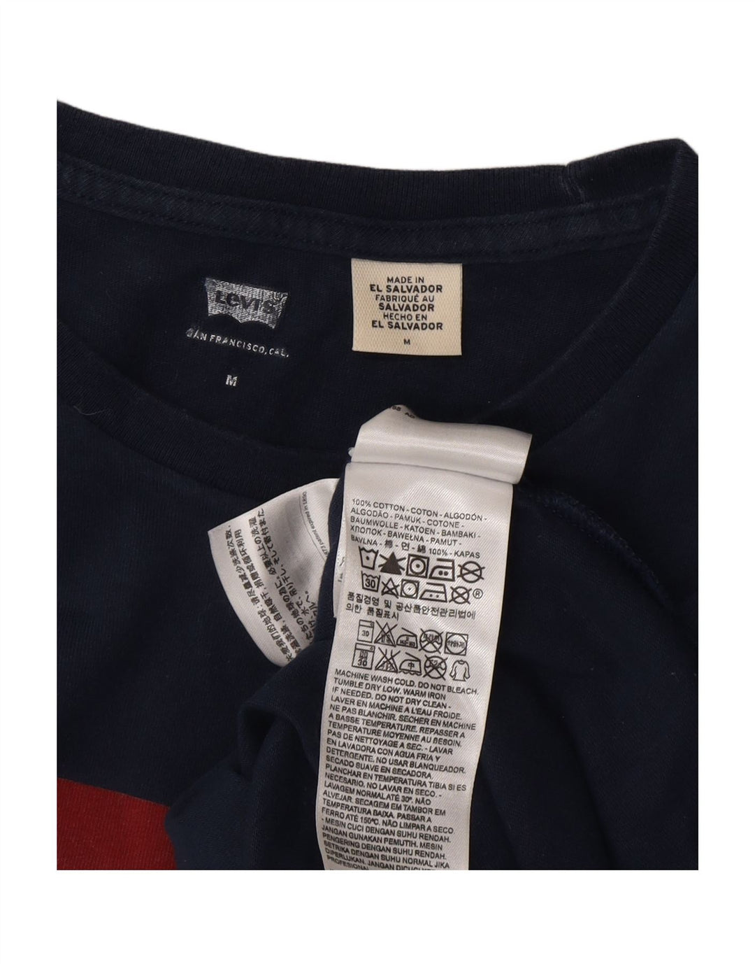 LEVI'S Mens Graphic T-Shirt Top Medium Navy Blue Cotton