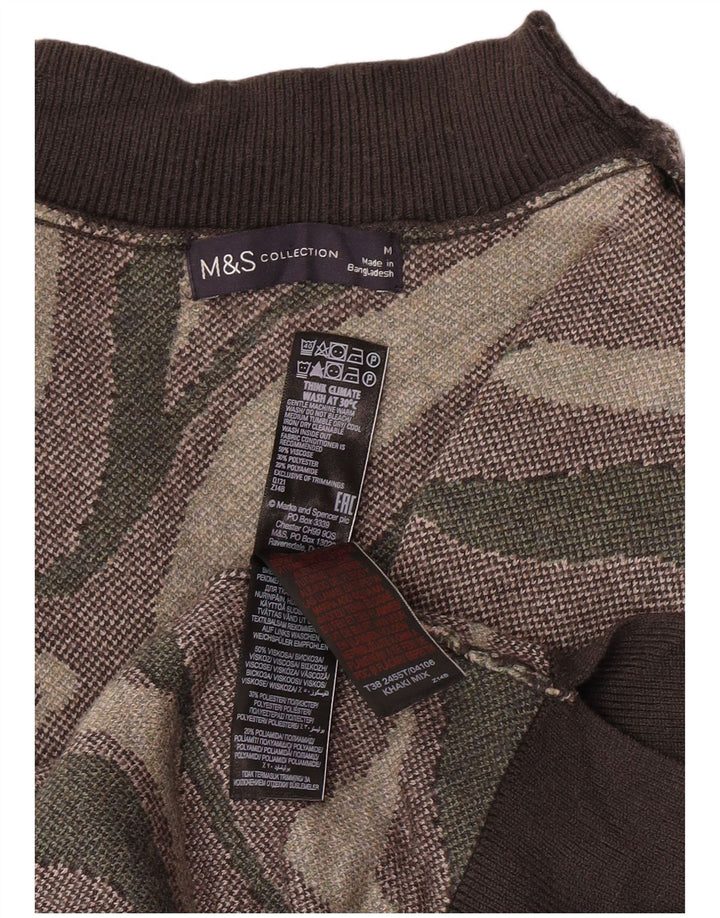 Marks & Spencer Suéter tipo jersey con cuello alto para mujer, talla 40, color caqui mediano