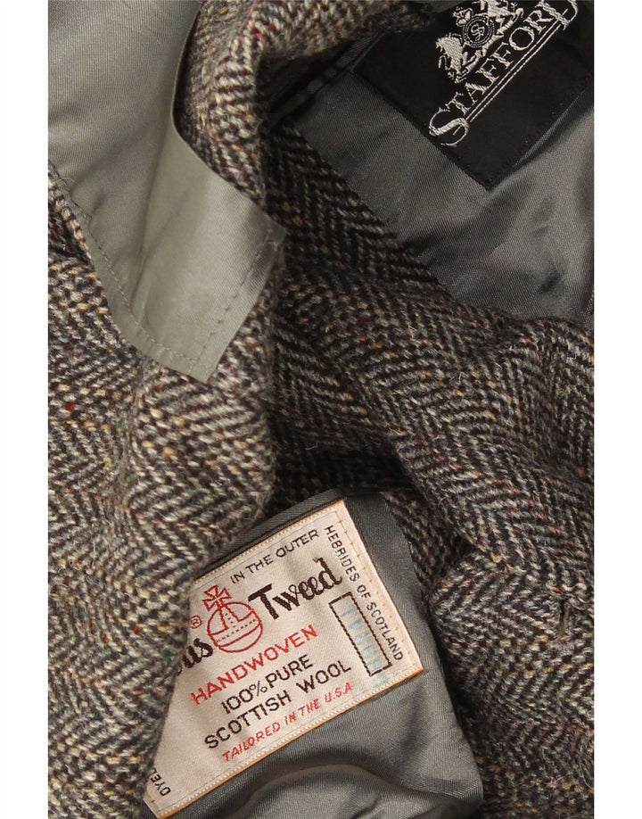 Harris Tweed Chaqueta blazer de 2 botones para hombre Reino Unido 40 Lana de espiga gris grande