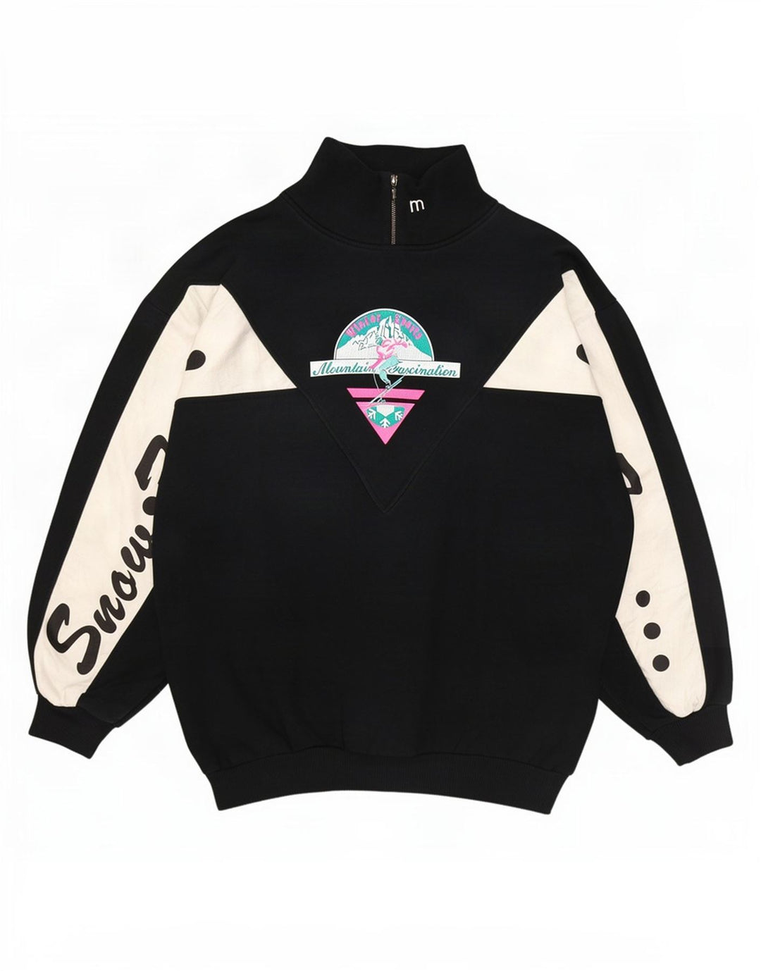 Maser M Sudadera gráfica para mujer Jumper US 8 Mediano Negro Colorblock