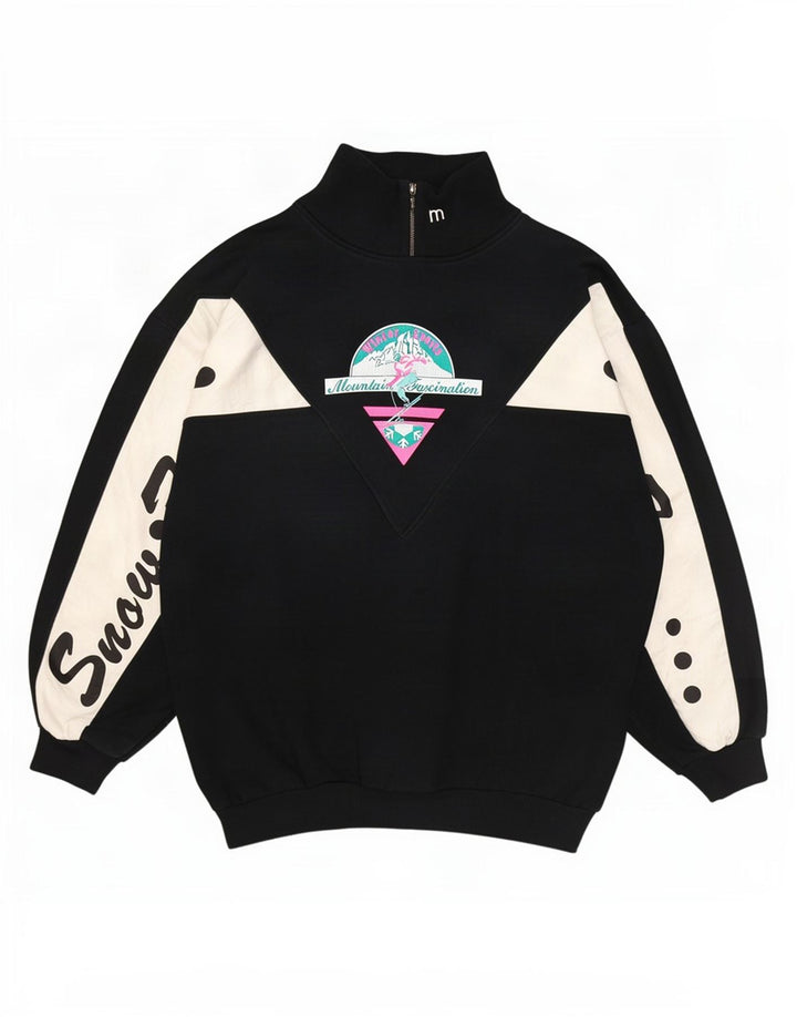 Maser M Sudadera gráfica para mujer Jumper US 8 Mediano Negro Colorblock