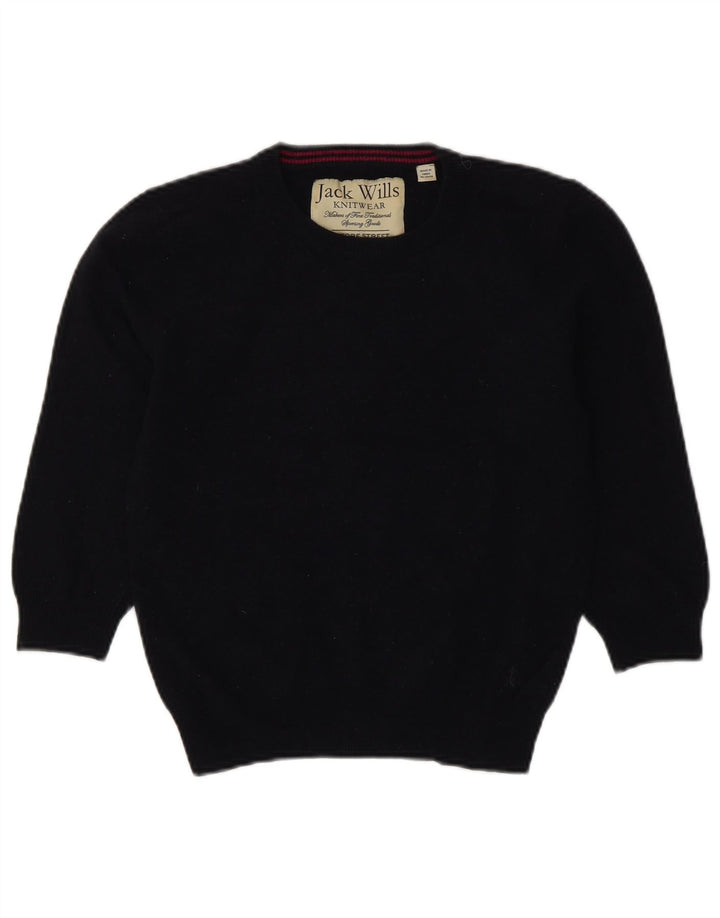 Jack Wills Jersey corto con cuello redondo para mujer, talla 44, talla M, azul marino