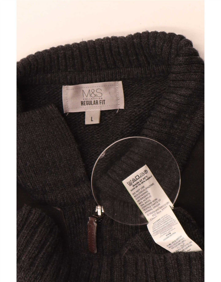 Marks & Spencer Suéter tipo cárdigan de ajuste regular para hombre Acrílico gris grande