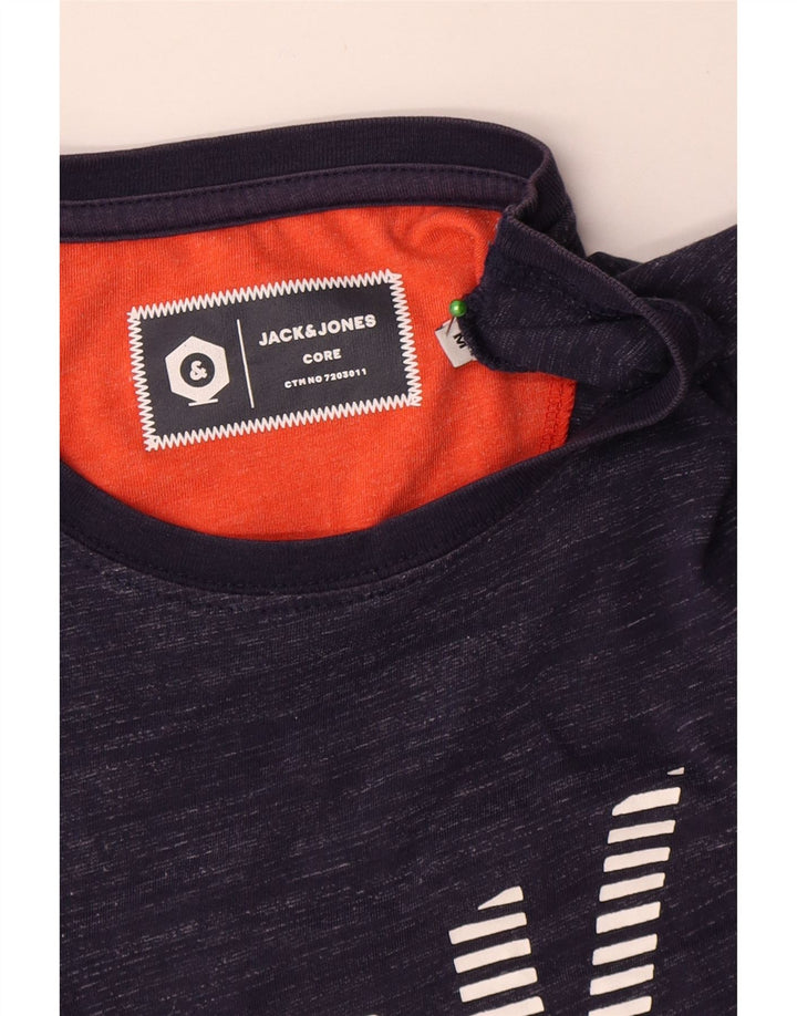 Jack & Jones - Camiseta gráfica para hombre, parte superior mediana de algodón moteado en azul marino