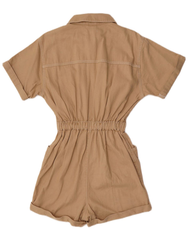 Topshop Mono corto de manga corta para mujer UK 8 Small Beige Cotton