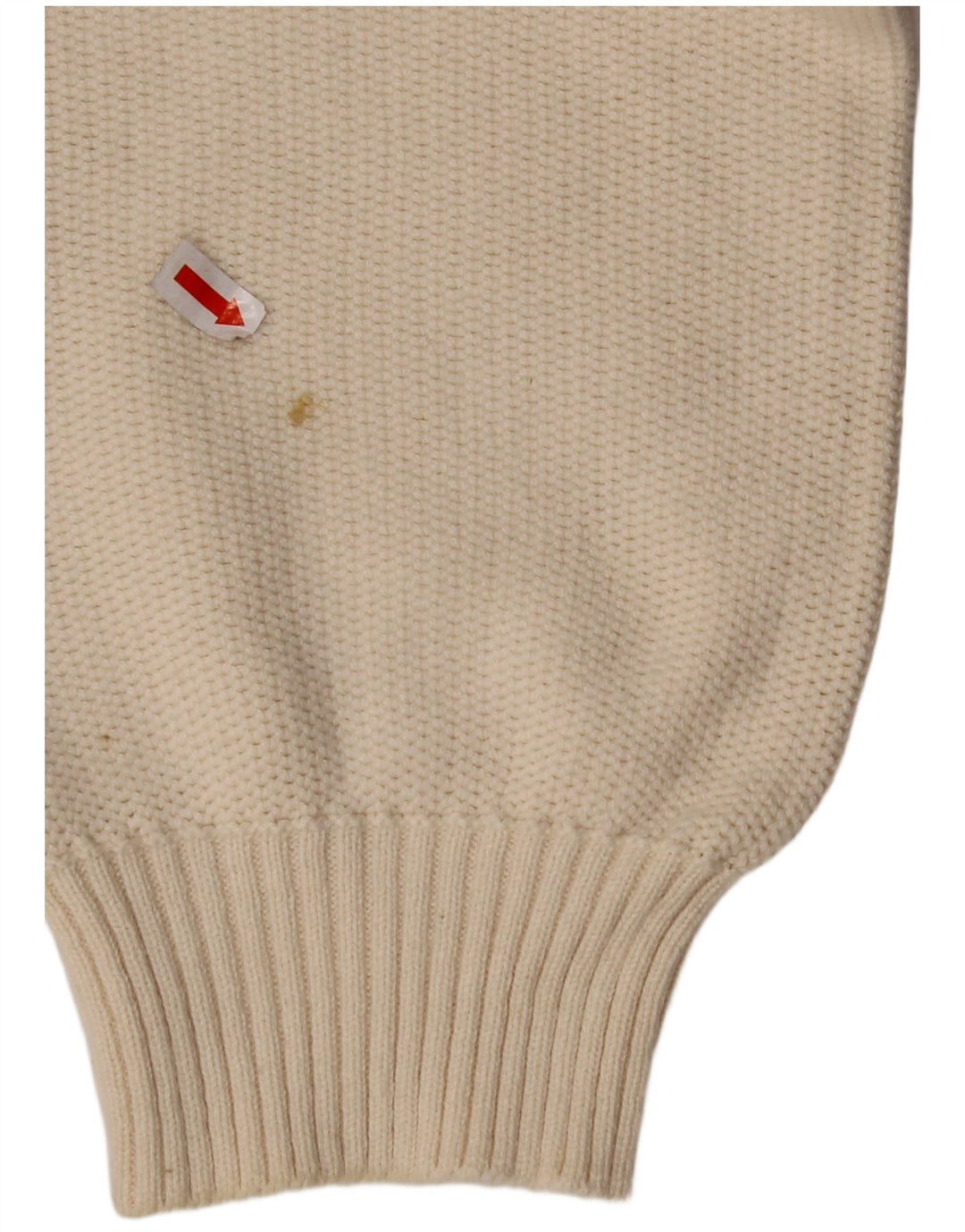 VINTAGE Hombres V-Cuello Jumper Suéter Grande Algodón Beige