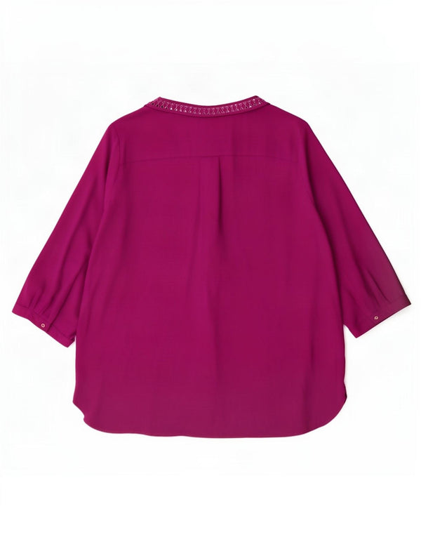 Marks & Spencer Blusa de manga 3/4 para mujer UK 24 4XL Poliéster morado