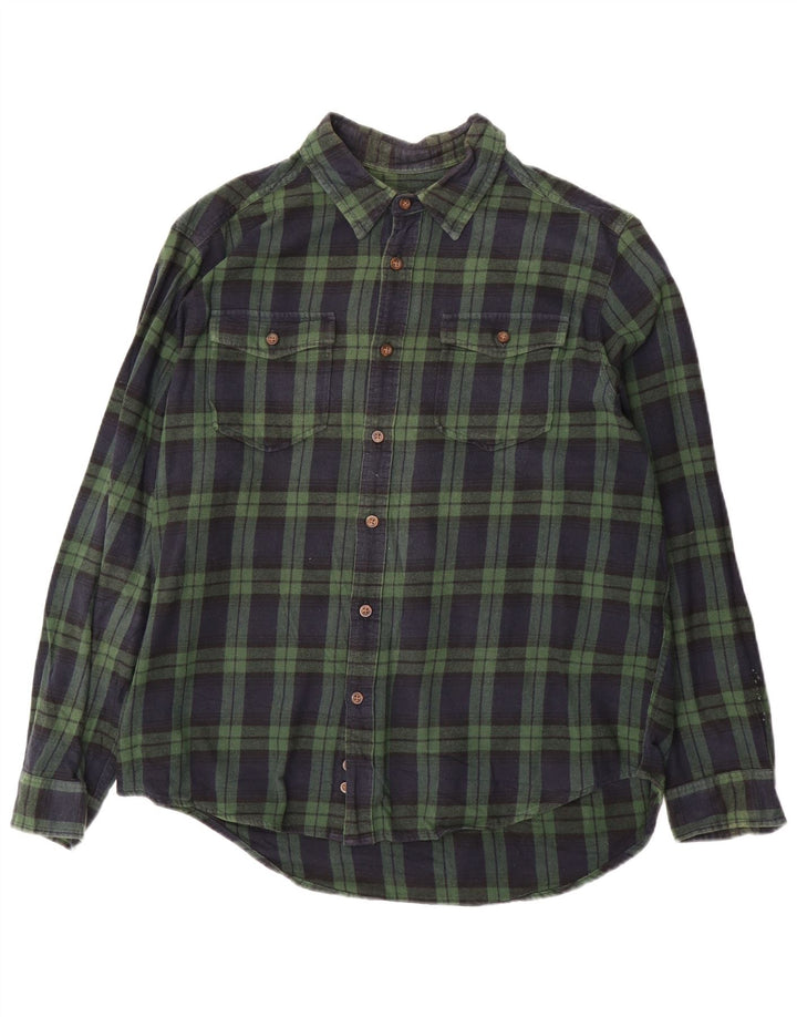 EDDIE BAUER Camisa de franela para hombre XL Algodón a cuadros verdes