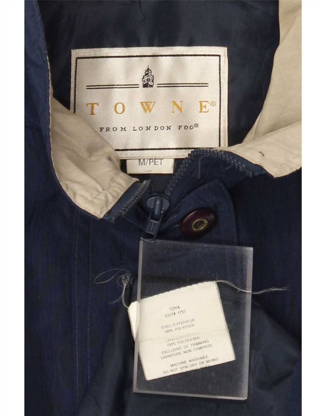 LONDON FOG Abrigo cortavientos extragrande Towne para mujer Reino Unido 40 Azul marino mediano