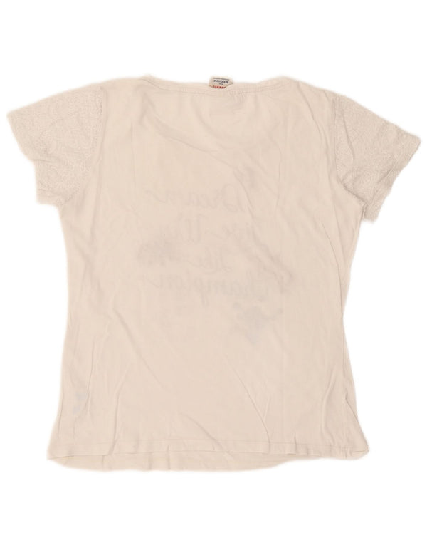 Champion Womens Graphic T-Shirt Top UK 14 Medium White Cotton