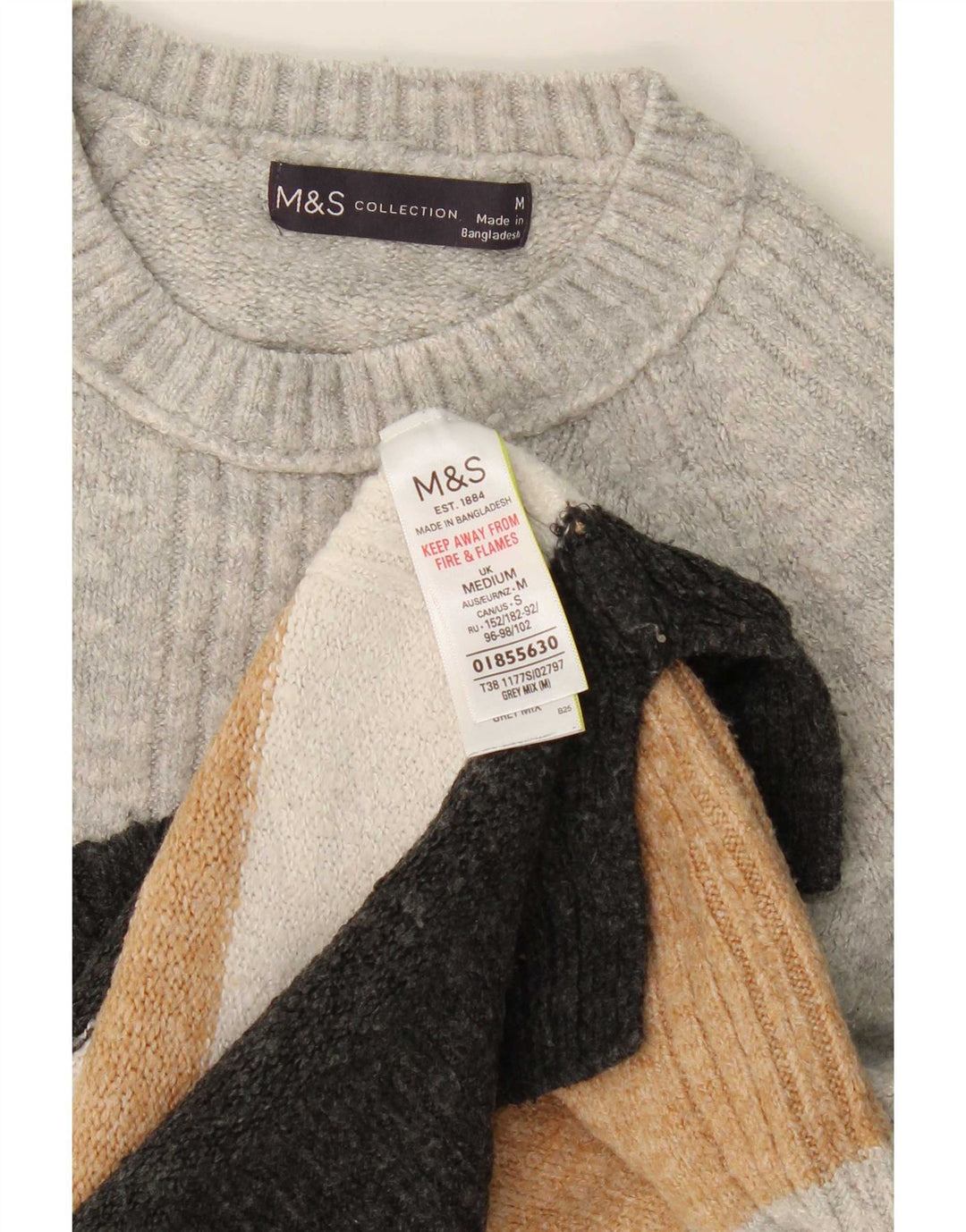 Marks & Spencer Suéter de cuello redondo para mujer UK 44 Gris medio