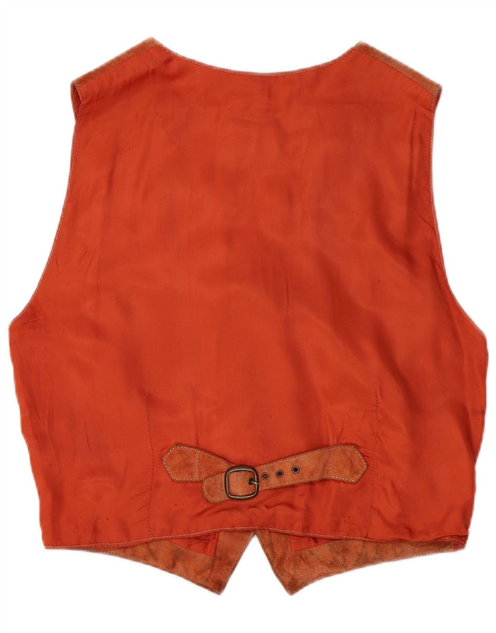 Vintage hombres ante chaleco pequeño cuero marrón