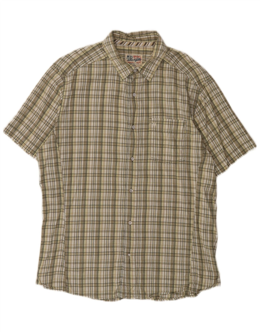 Wrangler Camisa De Manga Corta Hombre XL Algodón A Cuadros Beige