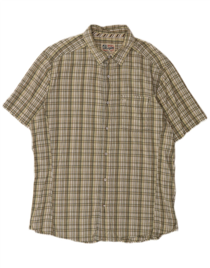 Wrangler Camisa De Manga Corta Hombre XL Algodón A Cuadros Beige