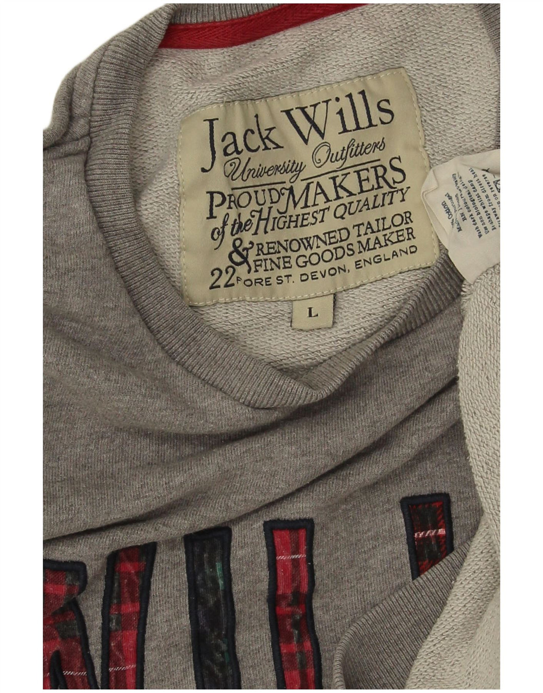 JACK WILLS Sudadera gráfica para hombre Jumper Large Gris Algodón