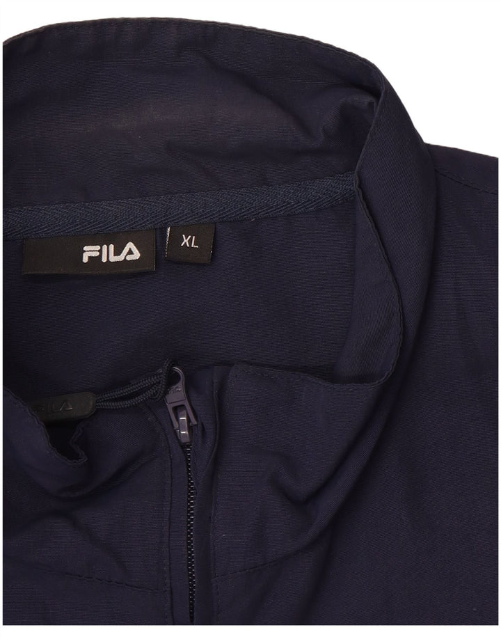 FILA Mens Bomber Jacket UK 42 XL Navy Blue Nylon