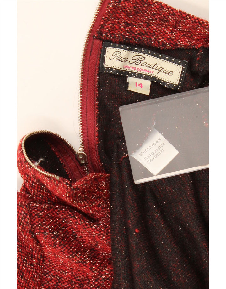 PACO BOUTIQUE Vestido tipo jersey de manga larga para mujer Reino Unido 44 Grande Rojo moteado